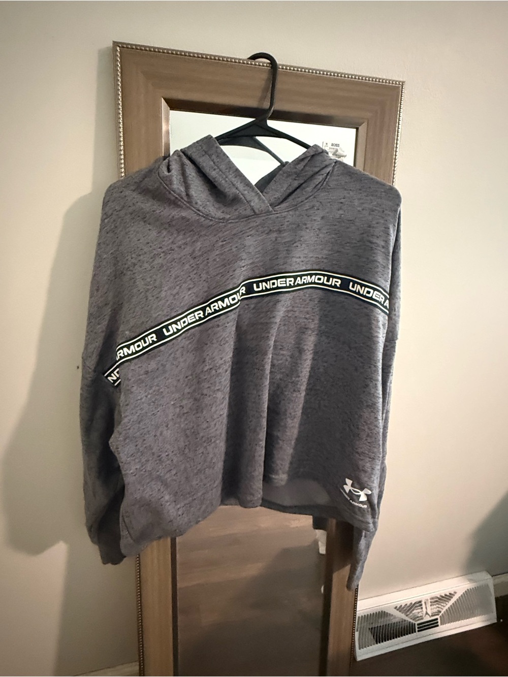 Under Armour Gray Cropped Hoodie with Branded Tape